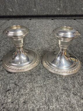 La Pierre Sterling Vintage Pair of Silver Decorative Candle Holders